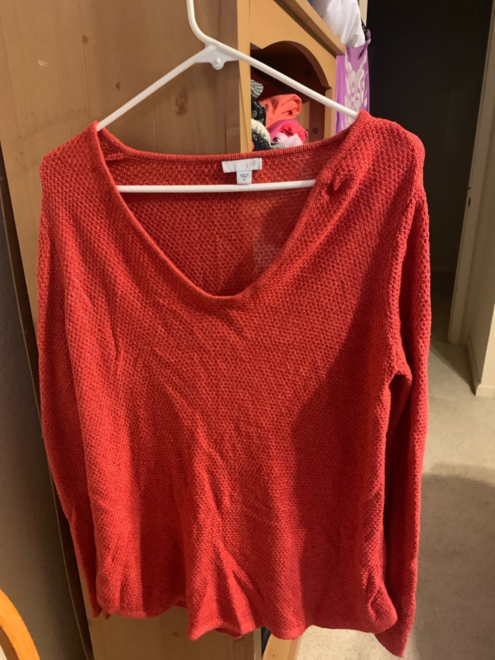J. Jill coral V-Neck Textured Knit Sweater